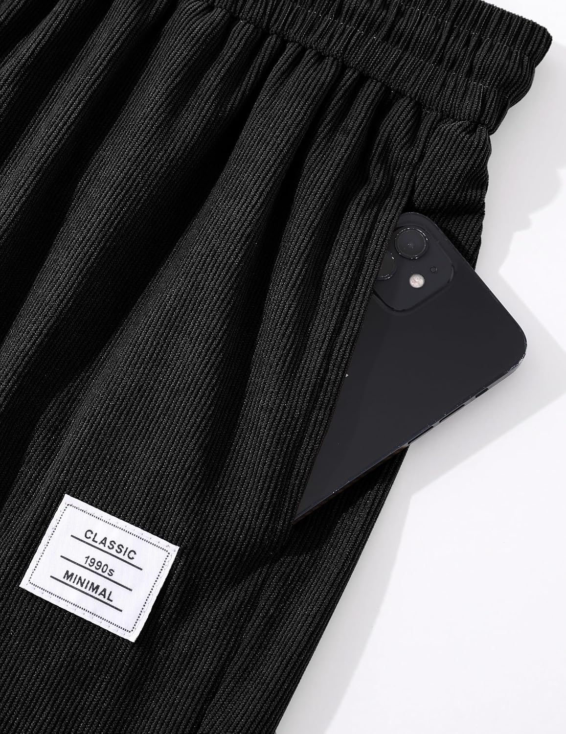 Detalle 2 de TARAINYA Corduroy kurze Shorts für Herren aus Baumwoll-Mix mit Kordelzug und Taschen