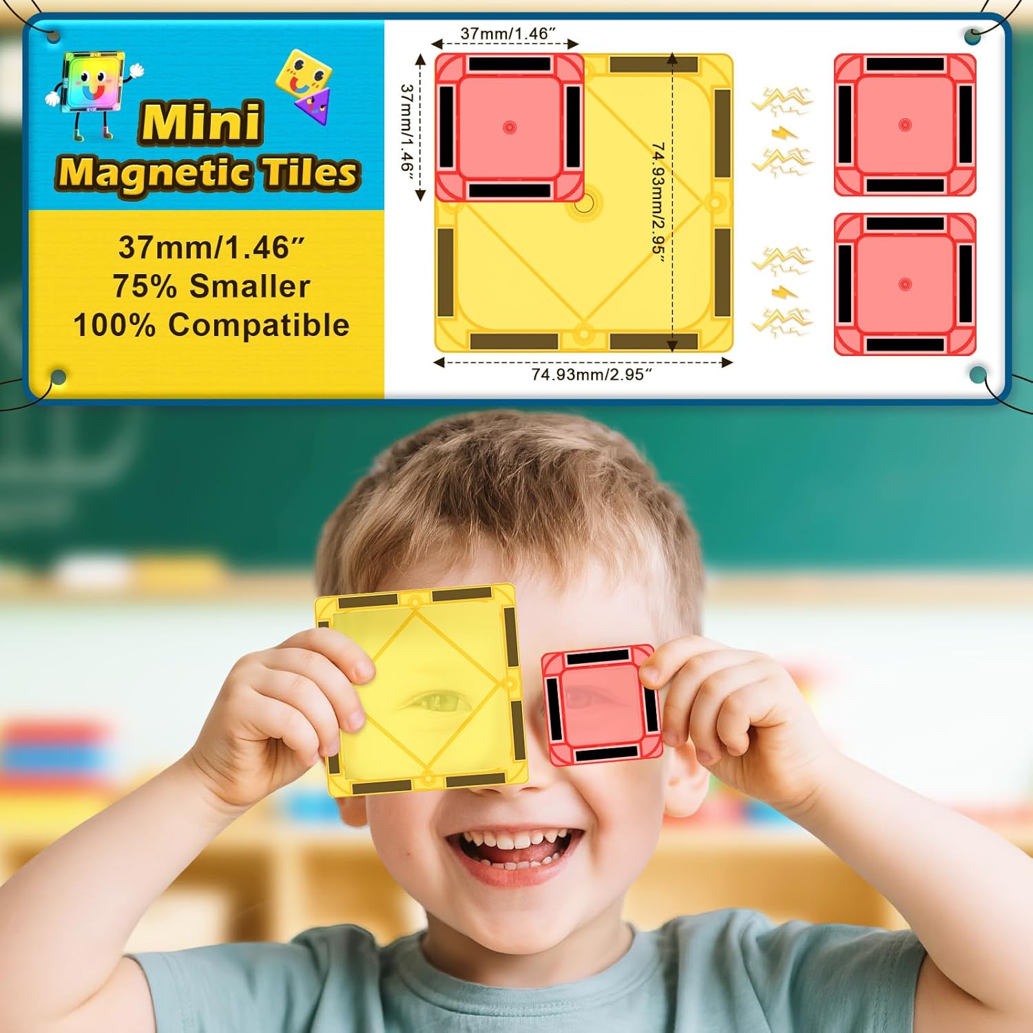 Thumbnail 2 de Magnetic Tiles 34 Mini Blocks for Kids 4-8