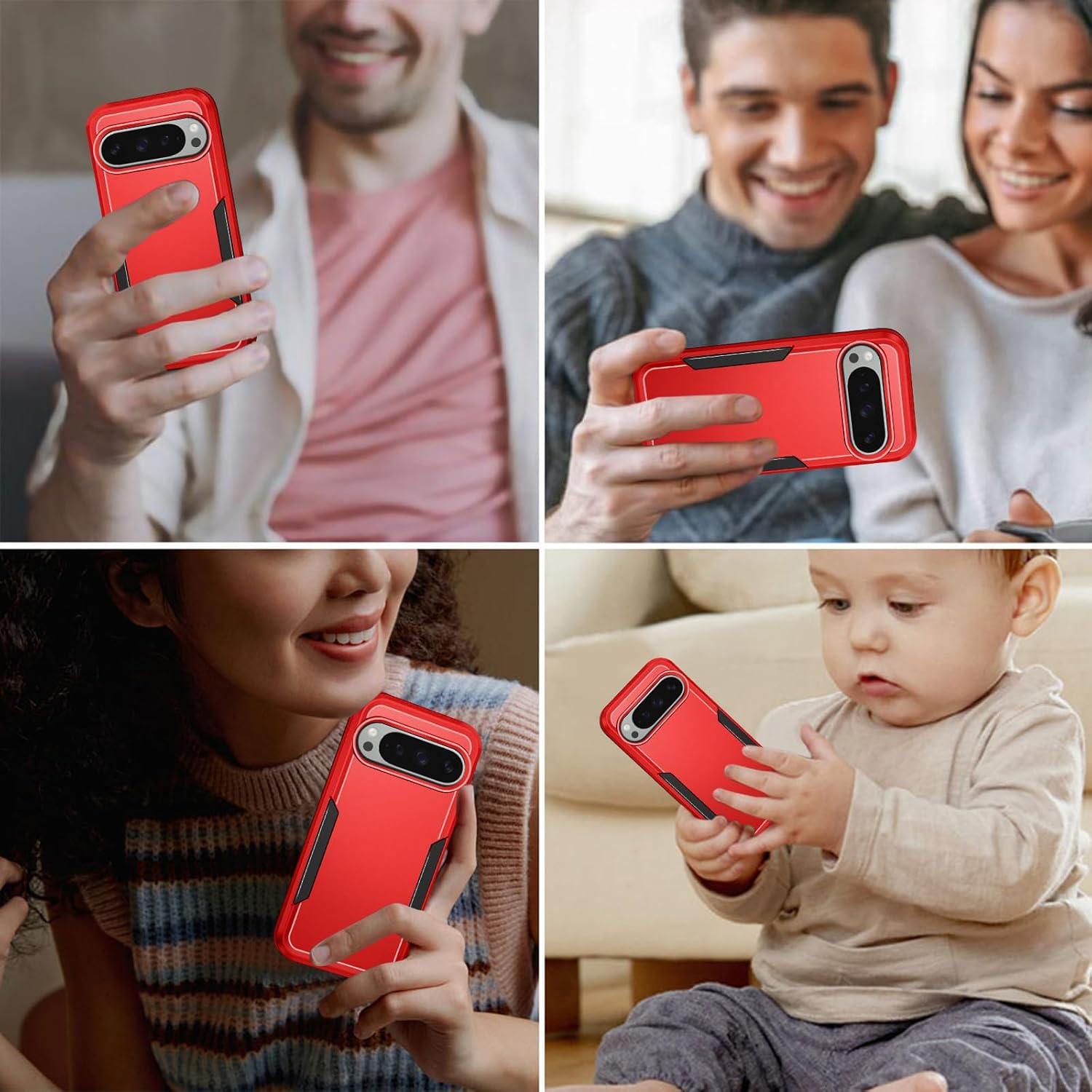 Thumbnail 5 de Jihucase Heavy-Duty Double-Layer Case with Screen Protector for Google Pixel 9 Pro XL (Red)