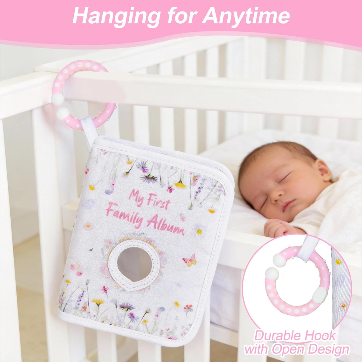Thumbnail 4 de Baby Photo Album Soft Book – Fits 17 6x4" Pictures with Hook, Mirror & Safe Fabric