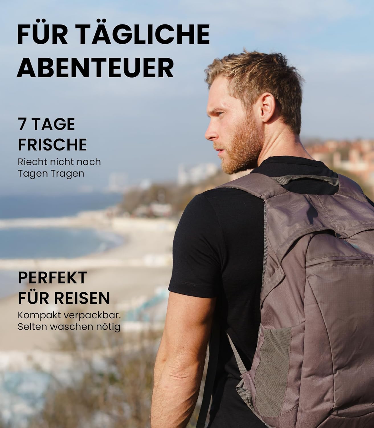 Thumbnail 3 de Merino.tech Premium Merino Shirt Herren Kurzarm – 100% Merino + Wanderwollsocken