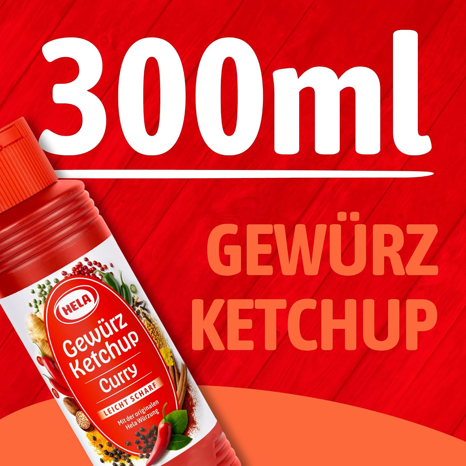 Detalle de Hela Gewürz Ketchup Curry scharf (300 ml) – würziger Curryketchup mit angenehmer Schärfe