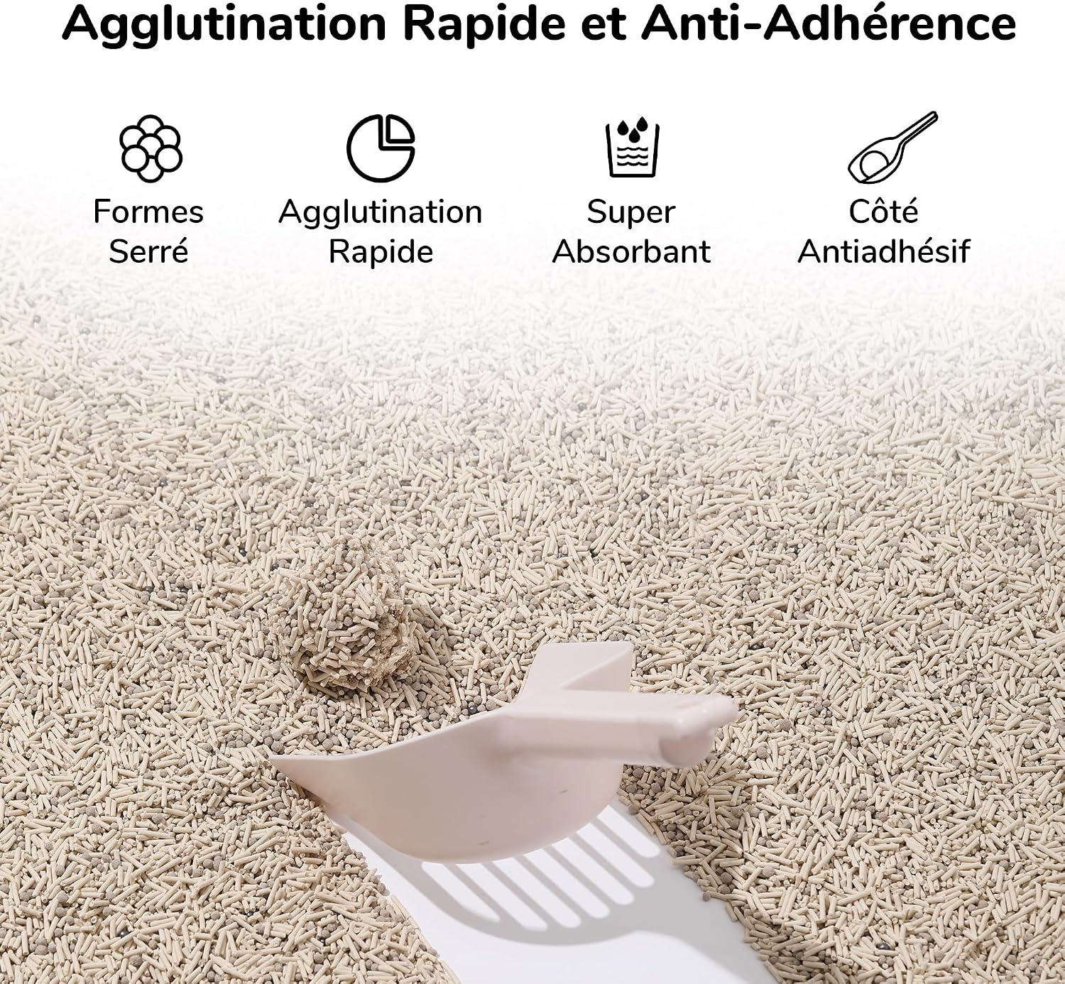 Detalle 2 de Litière agglomérante FUKUMARU en tofu mélangé (bentonite + charbon), parfum thé blanc – 5,4 kg