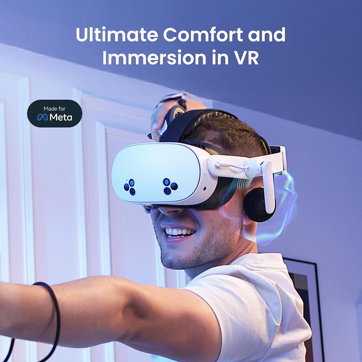 Detalle 2 de KIWI design K4 Duo AIO Comfort Audio Head Strap with Battery for Meta/Oculus Quest 3/3S