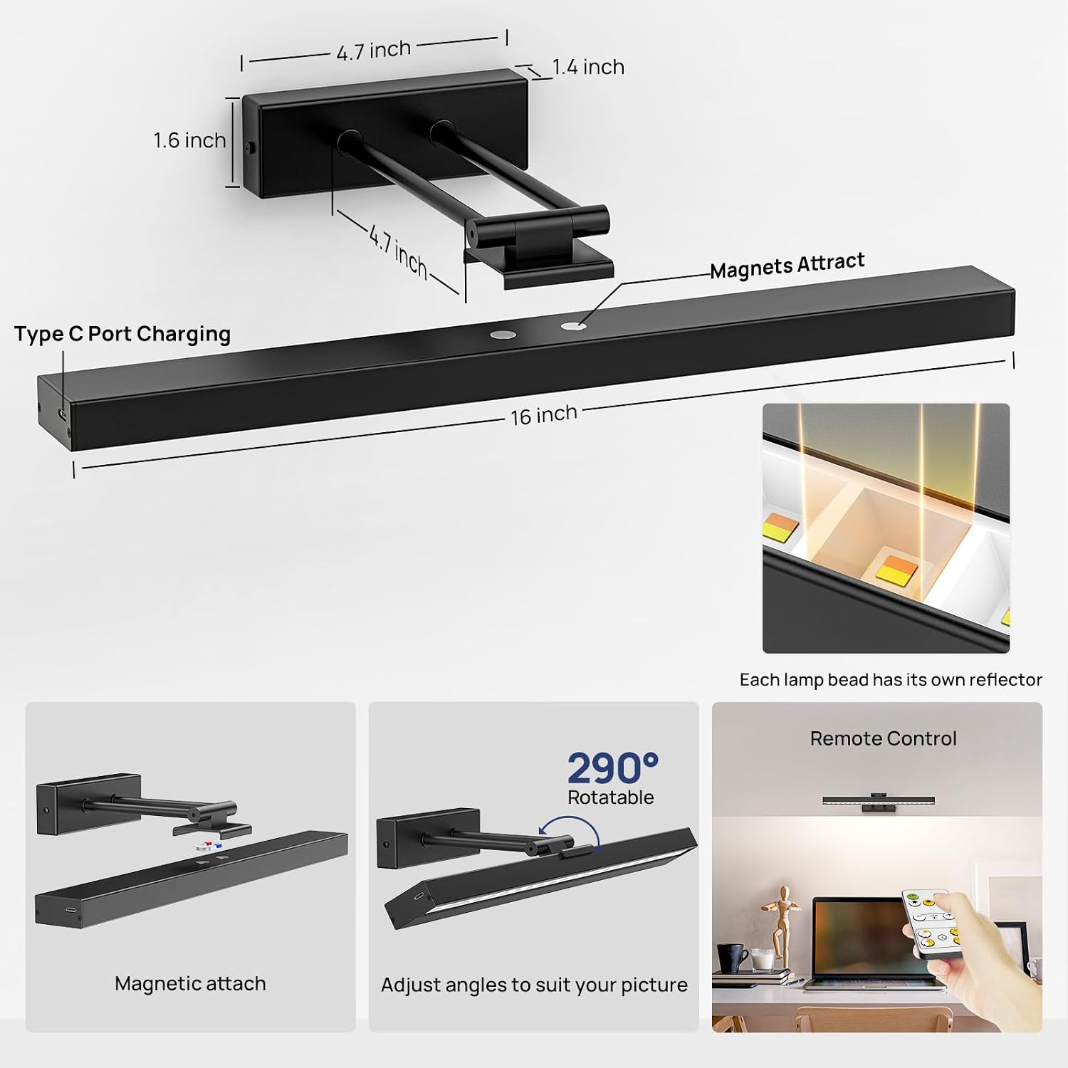 Thumbnail 3 de Lrlite PLB-1 16-inch Battery-Operated Picture Light, Dimmable with Remote