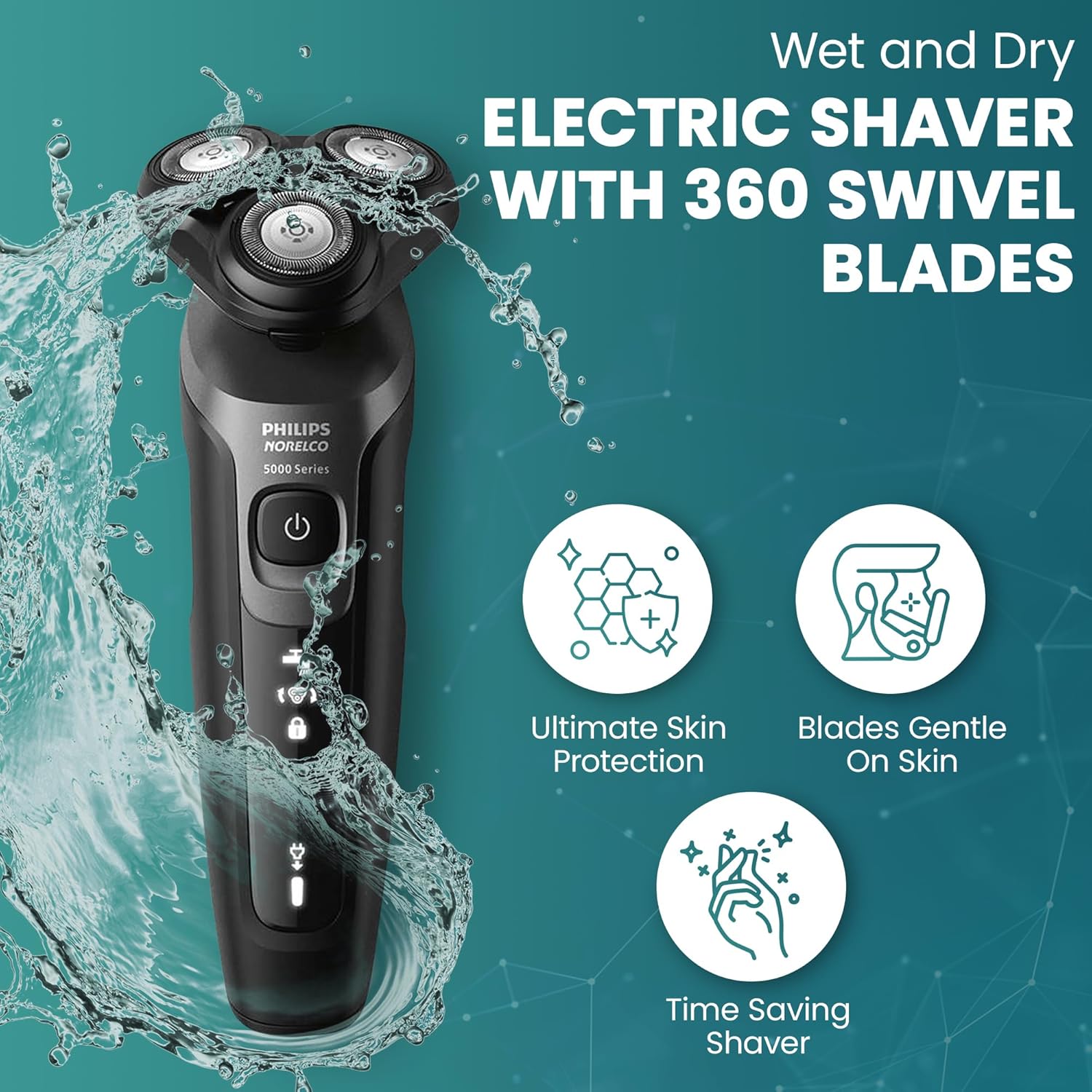 Detalle de Philips AquaTouch S5966 Electric Shaver with 5D Flex Head and Precision Trimmer