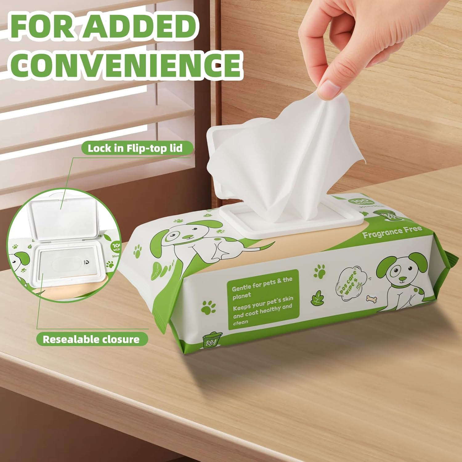Thumbnail 1 de OIRLVCE 200-pack Hypoallergenic Dog Wet Wipes (Fragrance Free) for paws, bum, ears & eyes