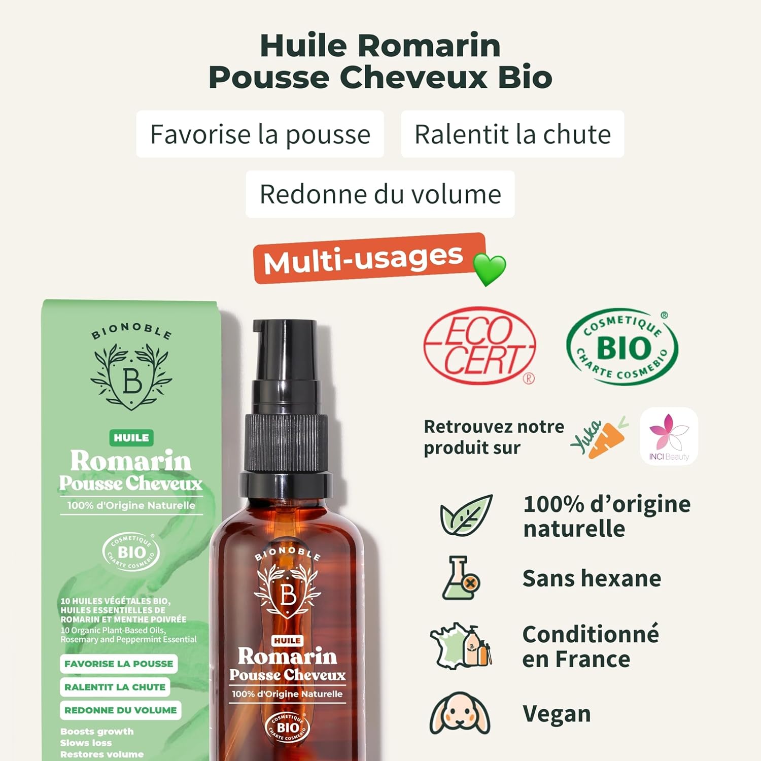 Detalle 2 de BIONOBLE Huile de Romarin pour cheveux 50 ml