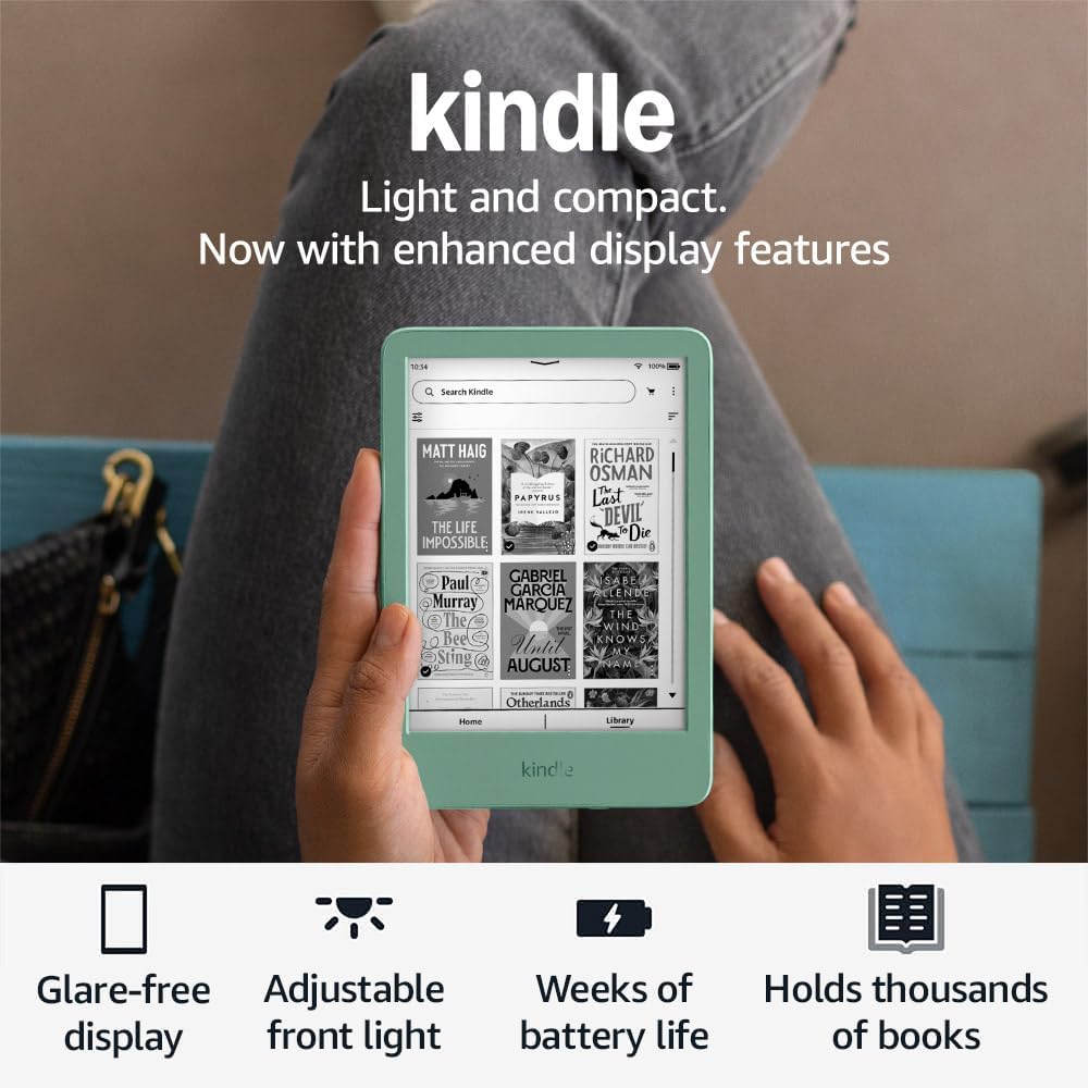 Detalle de Amazon Kindle (newest gen) Matcha – lightest compact e-reader with glare-free 6-inch display, 16 GB storage (with Ads)