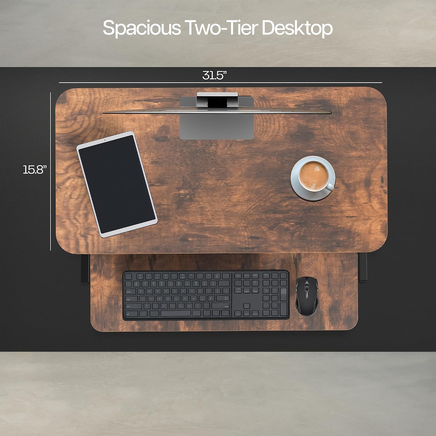 Thumbnail 5 de VIVO DESK-V000SN 32-Inch Standing Desk Riser, Vintage Brown Top