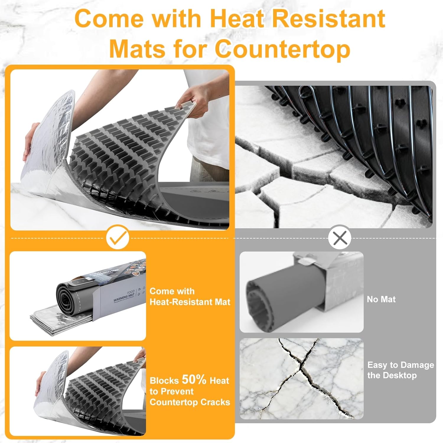 Detalle de Ntoaujao ZC-680 Food Warming Mat, 42 x 15-Inch Silicone, 6 Heat Settings
