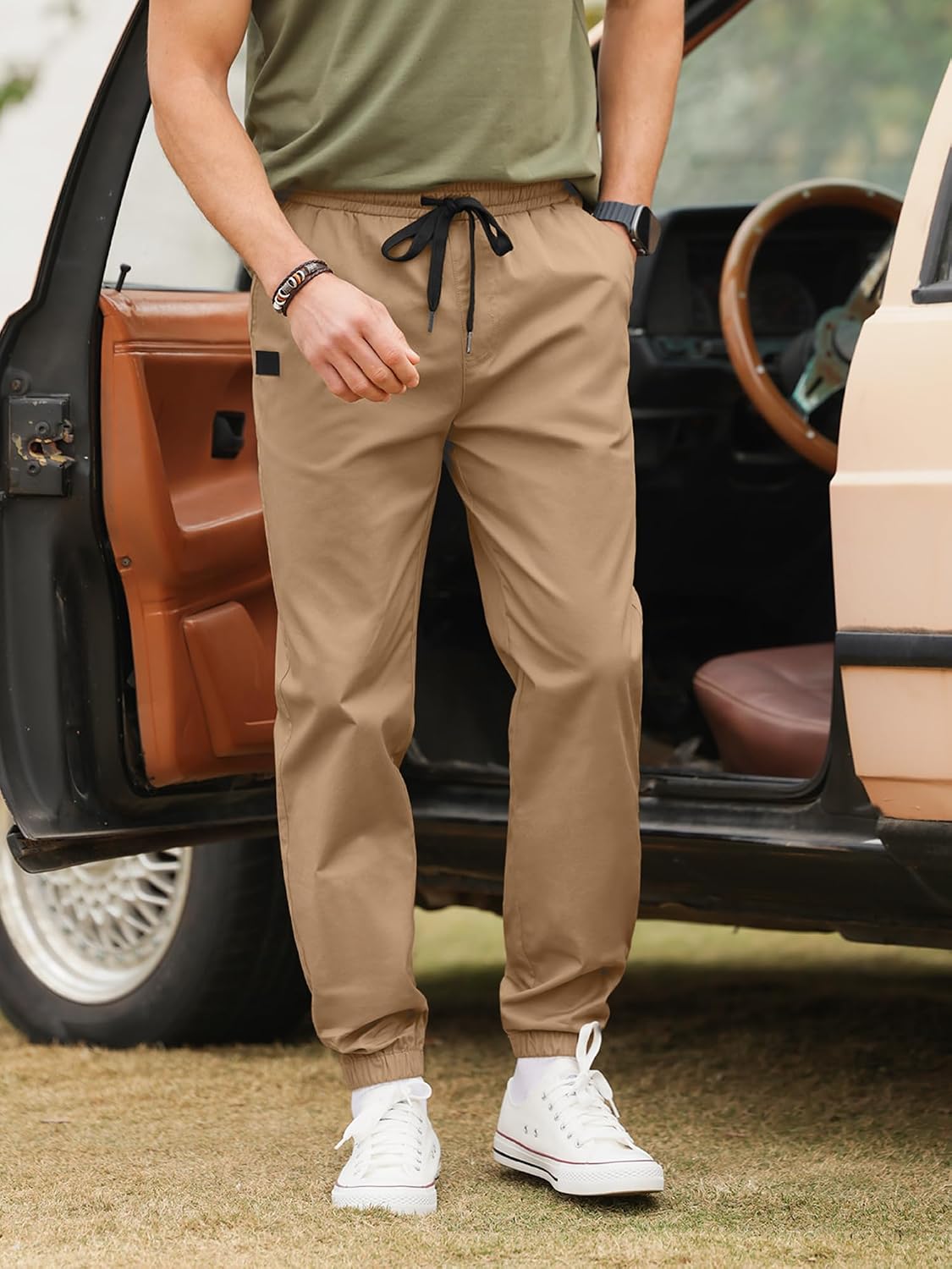 Thumbnail 6 de PLEPAN Mens Casual Cargo Joggers (Cotton Drawstring Chino Pants) for Hiking, Outdoor Twill Track & Sweatpants