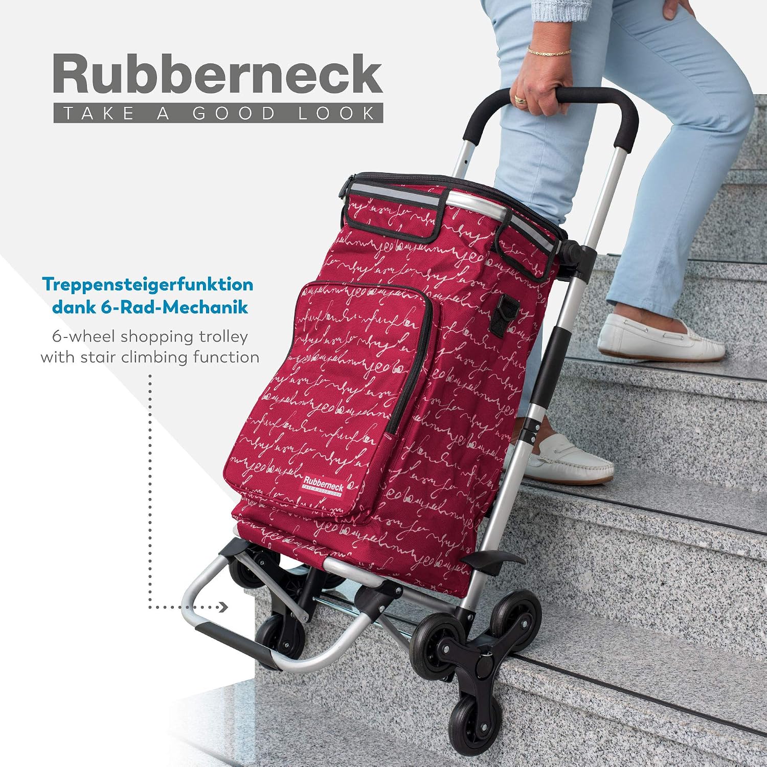 Thumbnail 4 de Rubberneck Einkauftrolley klappbar 44 l mit Treppensteiger, Kühlfach & 3x3-Rad-System