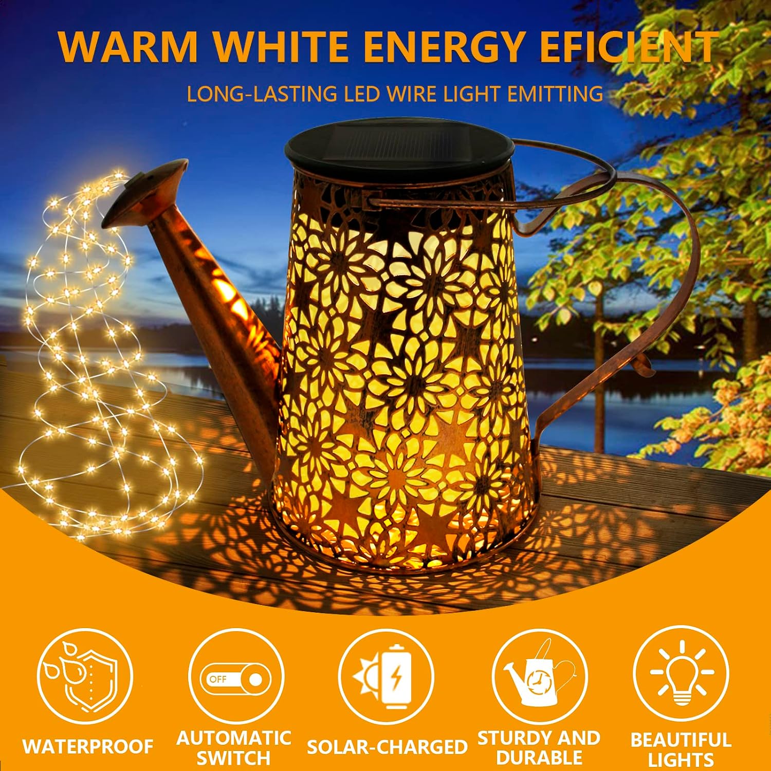 Detalle de FLSEPAMB Watering Can Solar Lights 2 Pack