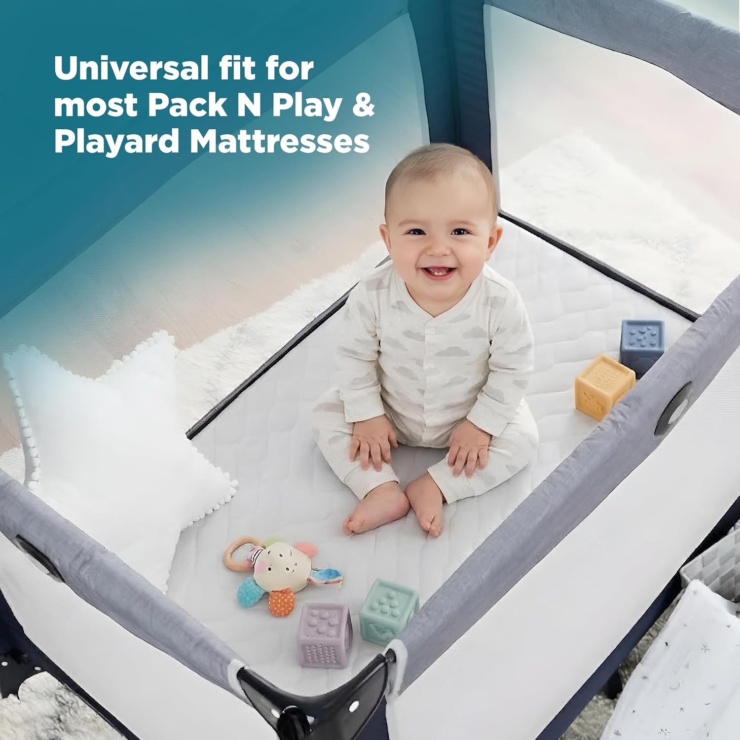 Detalle de PlushDeluxe 4729 Pack and Play Mattress Protector, Waterproof, 39" x 27