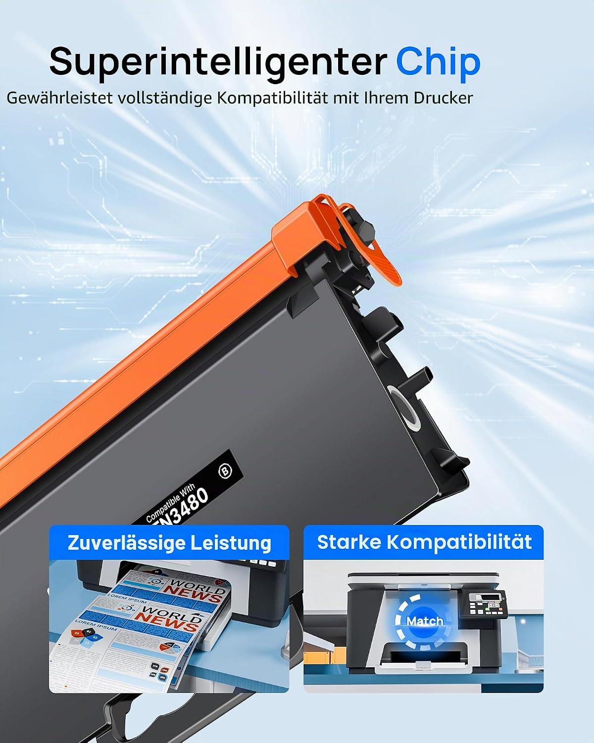 Detalle 2 de GPC IMAGE TN3480 TN-3480 kompatibler Toner (2x Schwarz) für Brother HL-/MFC-/DCP-Drucker