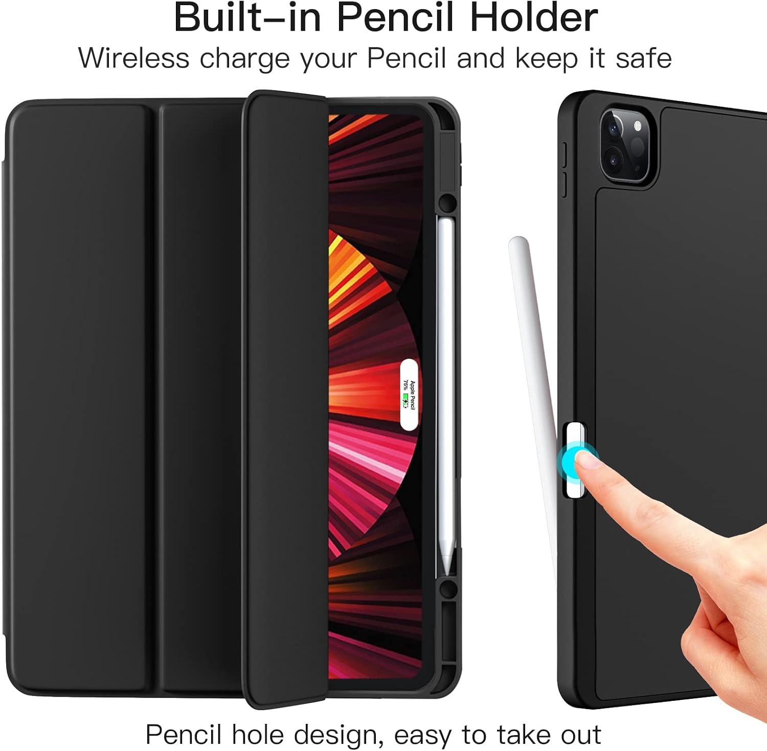 Detalle de Vobafe Case for iPad Pro 12.9 (6th/5th/4th/3rd gen) — TPU flexible cover with Pencil holder & Auto Wake/Sleep