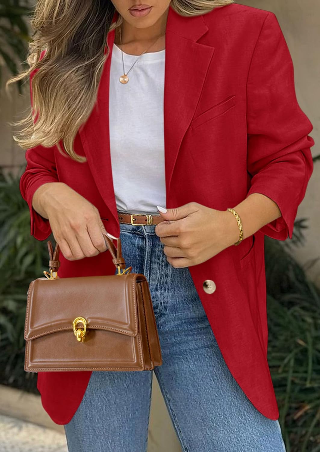 Detalle 1 de PRETTYGARDEN Women's Blazer with Long Sleeves, Notched Lapel and Pockets