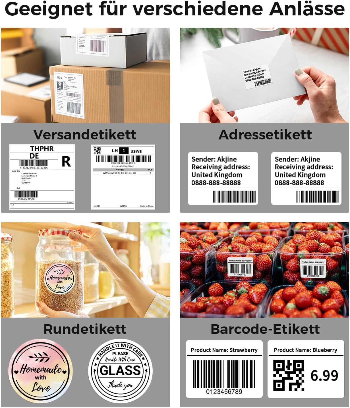 Detalle 2 de Phomemo PM241BT: Bluetooth-DHL Etikettendrucker – 4x6 Zoll Thermodrucker für Versandetiketten und Barcodes