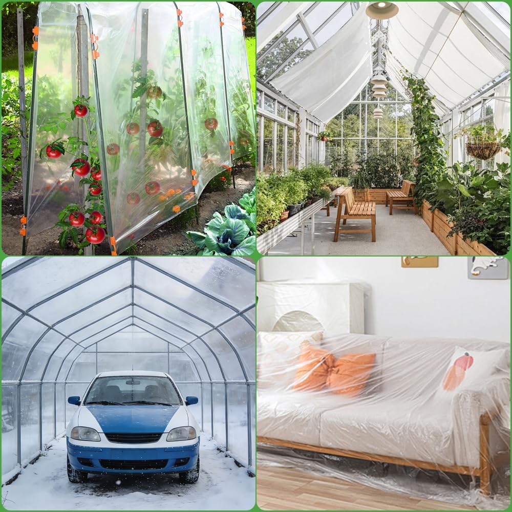 Detalle de HuaMuDM Gewächshausfolie 2 m × 10 m transparent Polyethylenfolie
