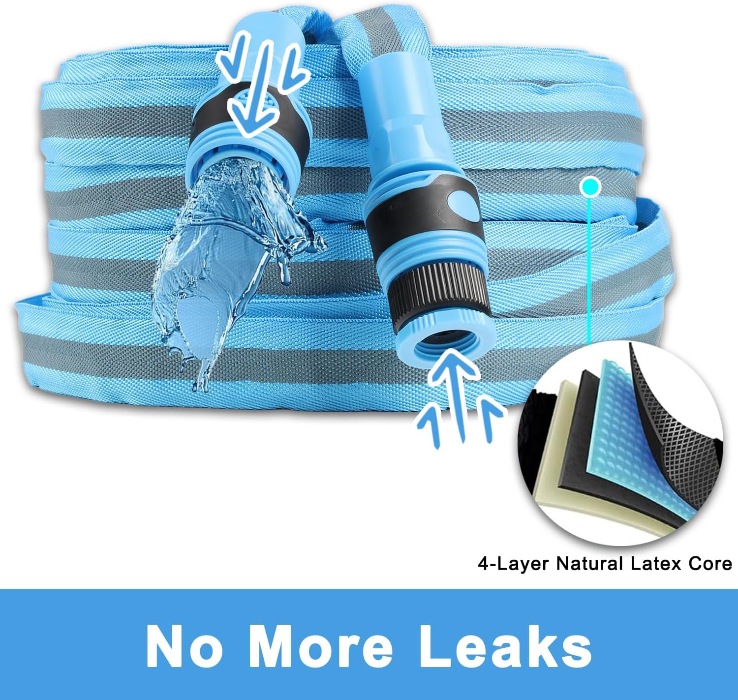 Thumbnail 3 de HERZO flexibler Gartenschlauch 15 m mit 7 Sprüh-Einstellungen und Multifunktions-Spritzpistole