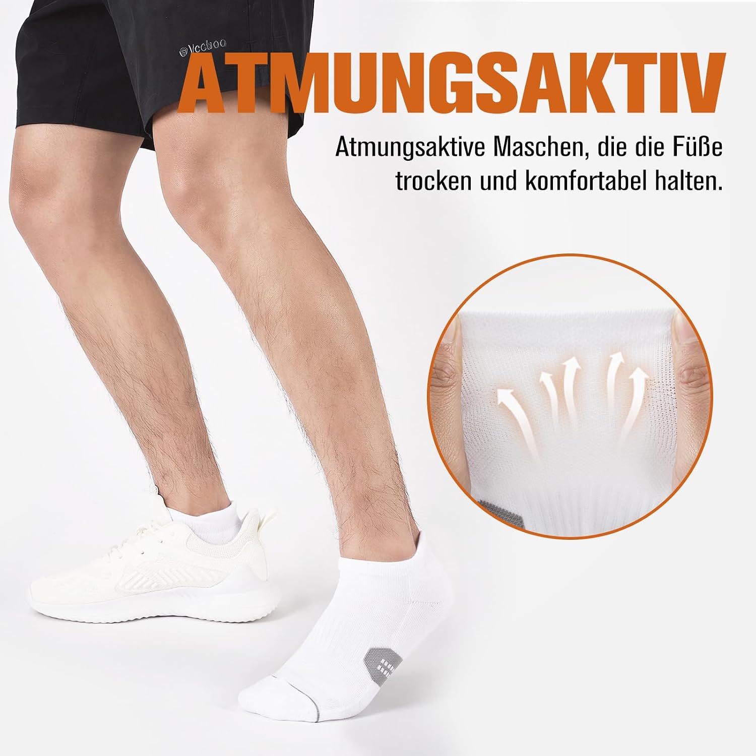 Detalle 1 de Niorasen sneakersockor i bomull, korta och andningsbara med fodrad häl, 6 par
