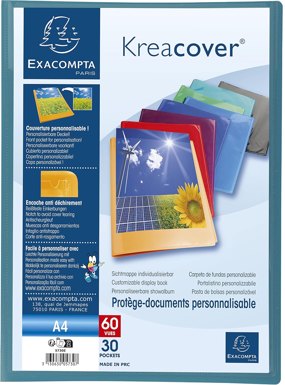 Thumbnail 5 de Exacompta Kreacover Chromaline 5730E – 30 pochettes A4, 60 vues, 24 x 32 cm, 8 couleurs aléatoires