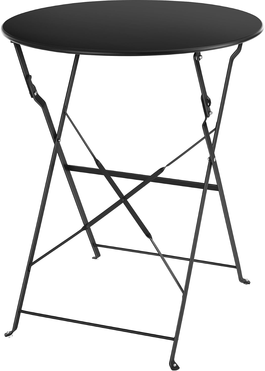 Detalle 2 de tectake 405160 bistroset med runt bord och två fällbara stolar i svart stål