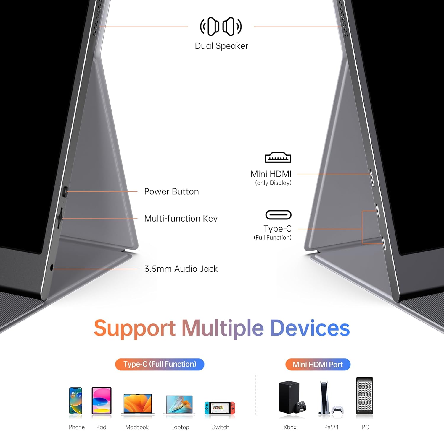 Thumbnail 4 de ForHelp 15.6" portable monitor 1080P USB-C HDMI