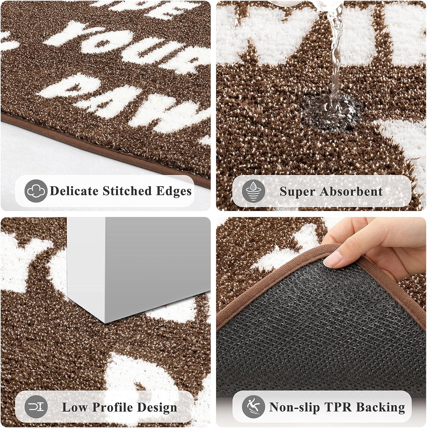 Detalle de Enyhom Large Dirt Trapper Door Mats Indoor 80 x 120 cm – Non-slip, highly absorbent front door mat (Brown)