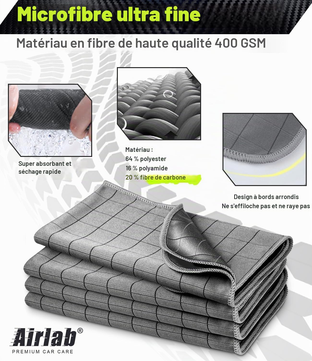 Detalle 2 de Airlab MDL-HUITB54-4pcs carbon microvezeldoeken, set van 4, 50 x 40 cm