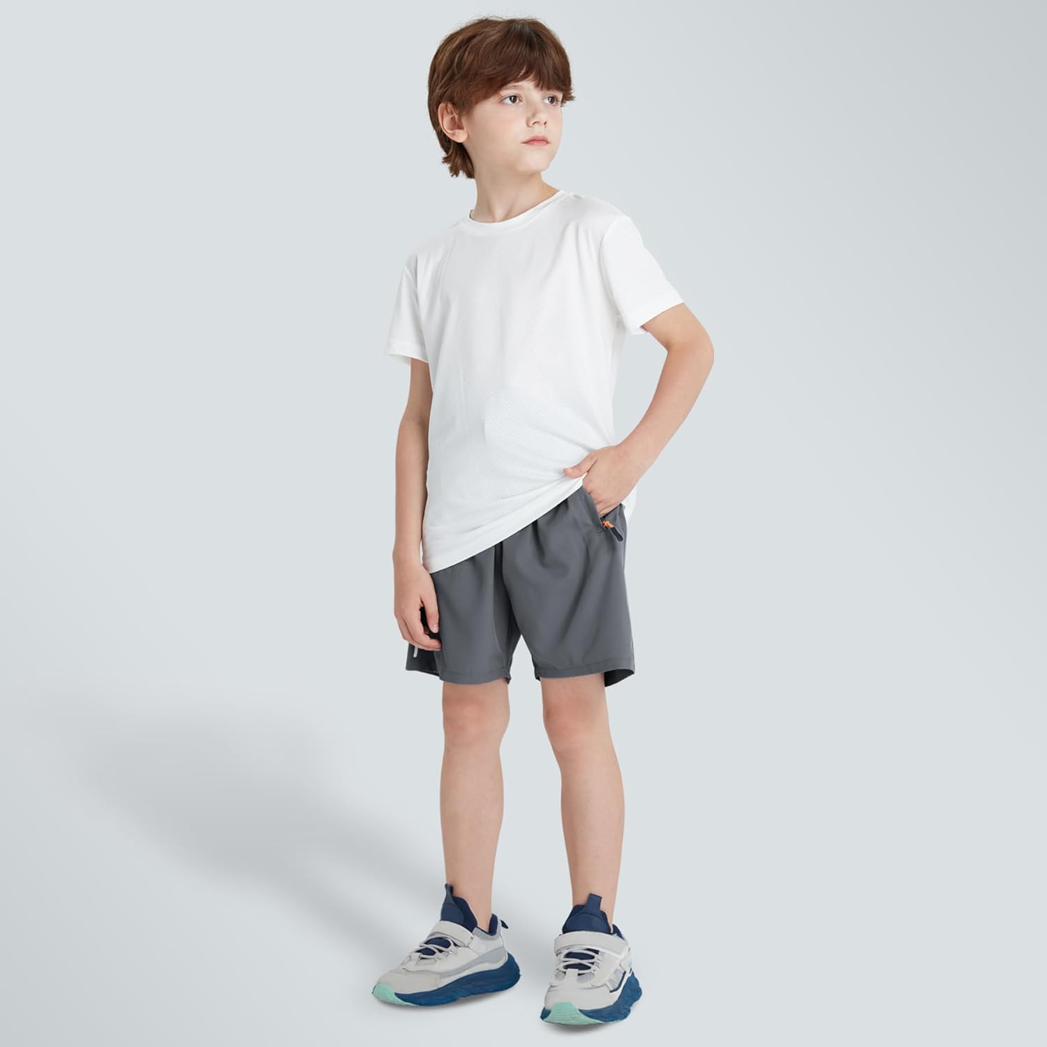 Detalle de ANHDM Boys Shorts: Quick-Dry Athletic Running Shorts with Zipper Pockets