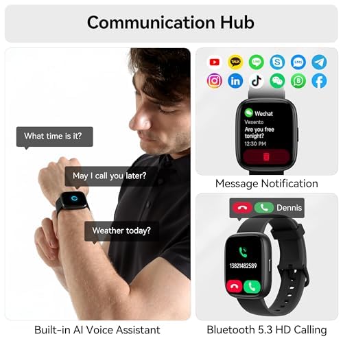 Detalle de Cillso Smartwatch Damen/Herren mit Alexa, 1,83" HD Display, Fitness Tracker