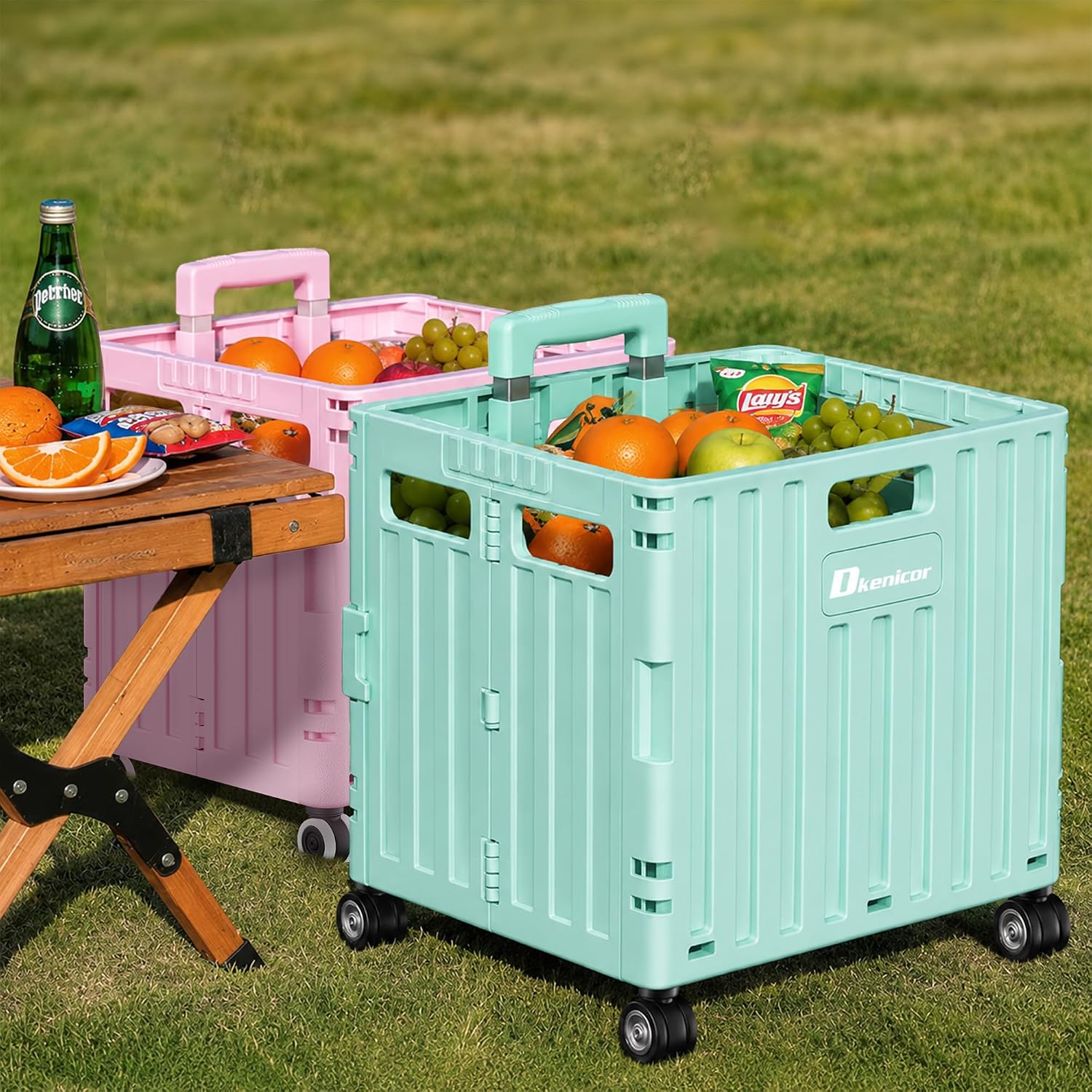 Thumbnail 6 de Dkenicor Folding Utility Cart, Cyan, 65L with Telescoping Handle and Swivel Wheels
