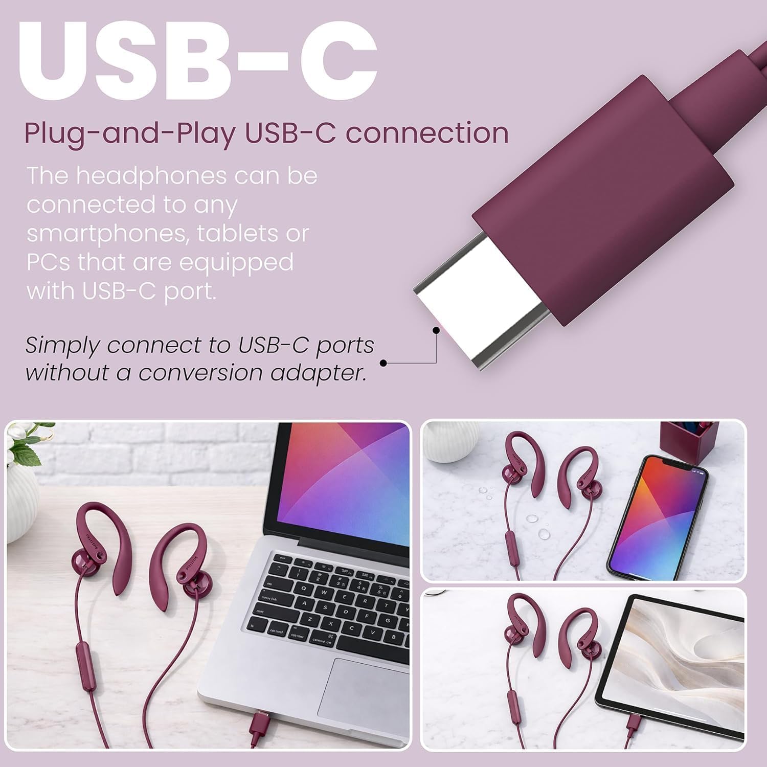 Thumbnail 6 de Philips USB-C Wired Earbuds with Microphone & Volume Control — Secure Fit, Deep Bass, USB-C Plug-and-Play