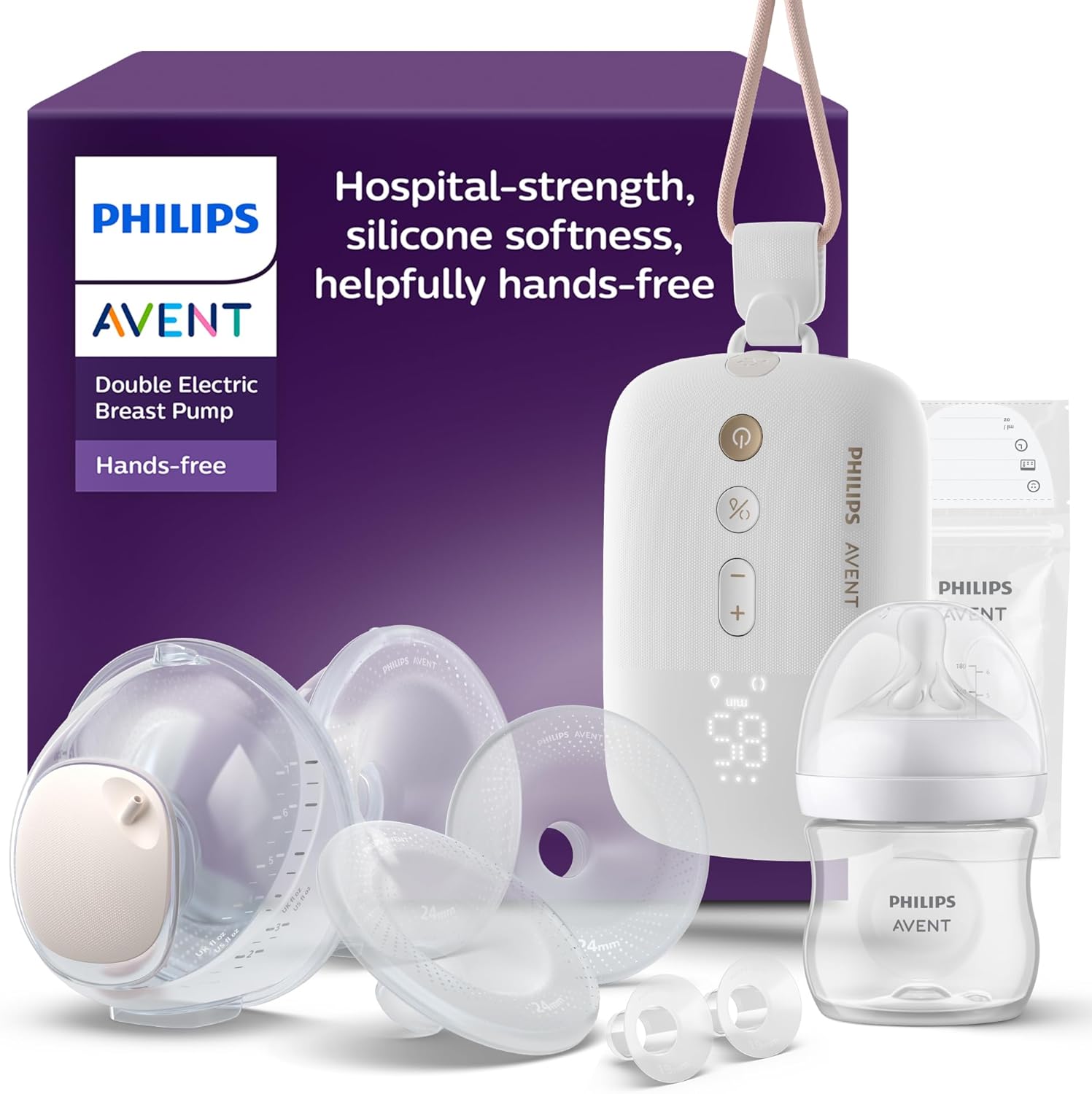 Detalle de Philips Avent SCF547/11 hands‑free double breast pump 🤱