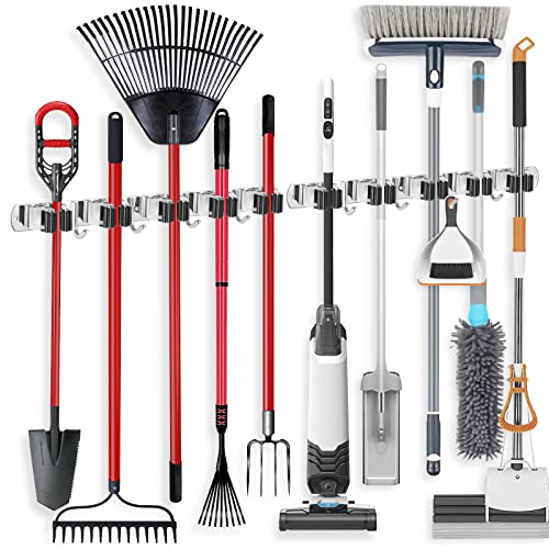 Detalle de IMILLET 2 Pack Wall Mount Broom Holder — 5 Racks 🧹