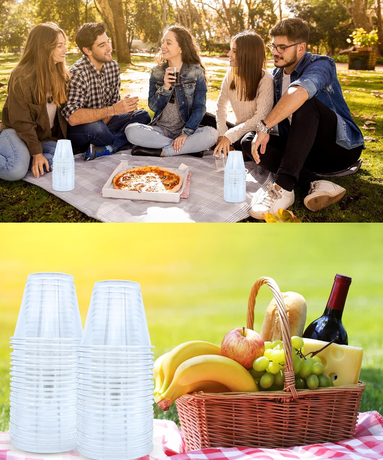 Detalle 2 de Aatriet 100 Pack 9 oz Clear Plastic Cups: Durable, Recyclable, Versatile Party Cups