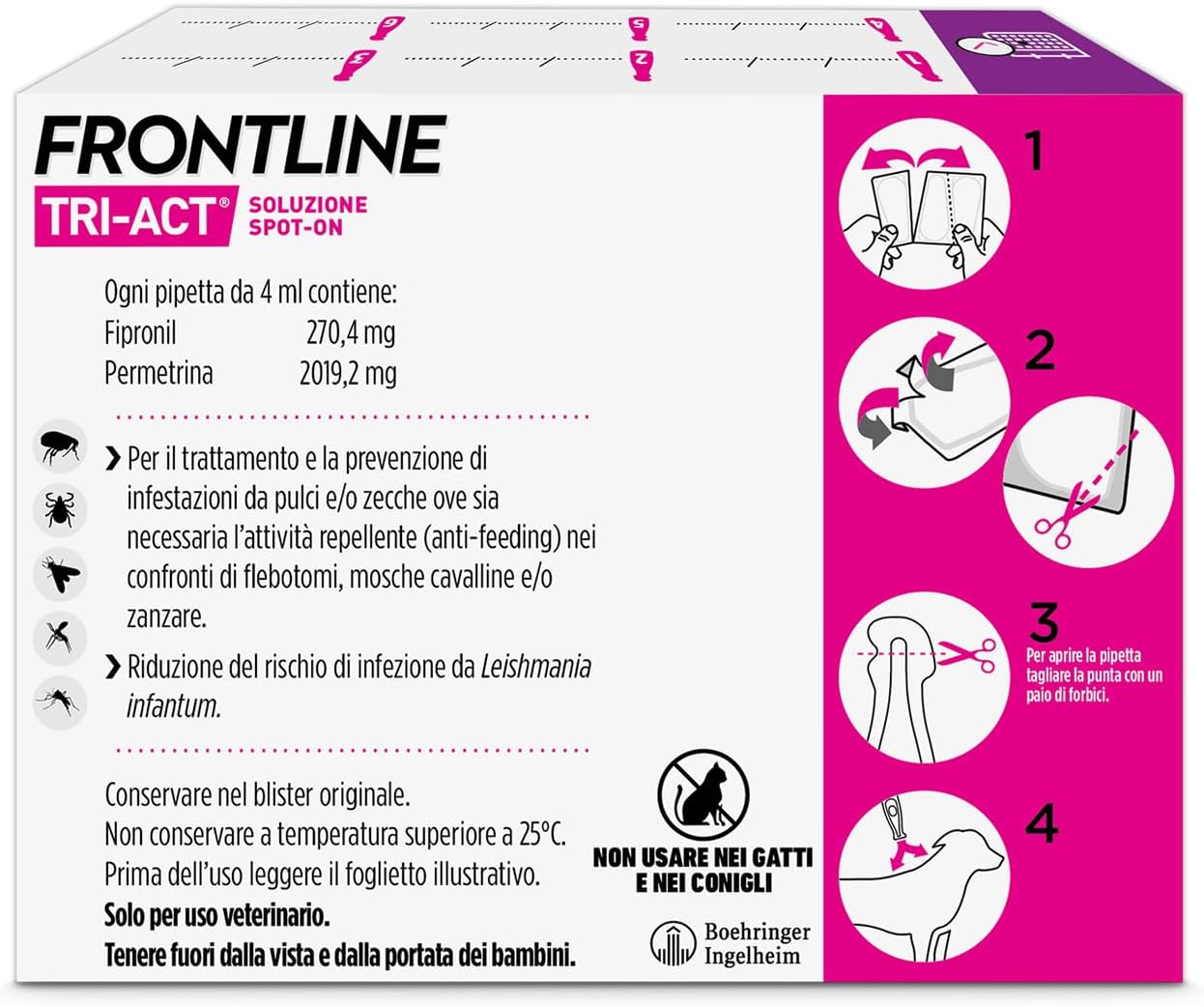 Detalle de FRONTLINE TriAct Cani Taglia L (20-40 kg) – Antiparassitario Tri-Act x6 contro zecche, pulci, pappataci e zanzare