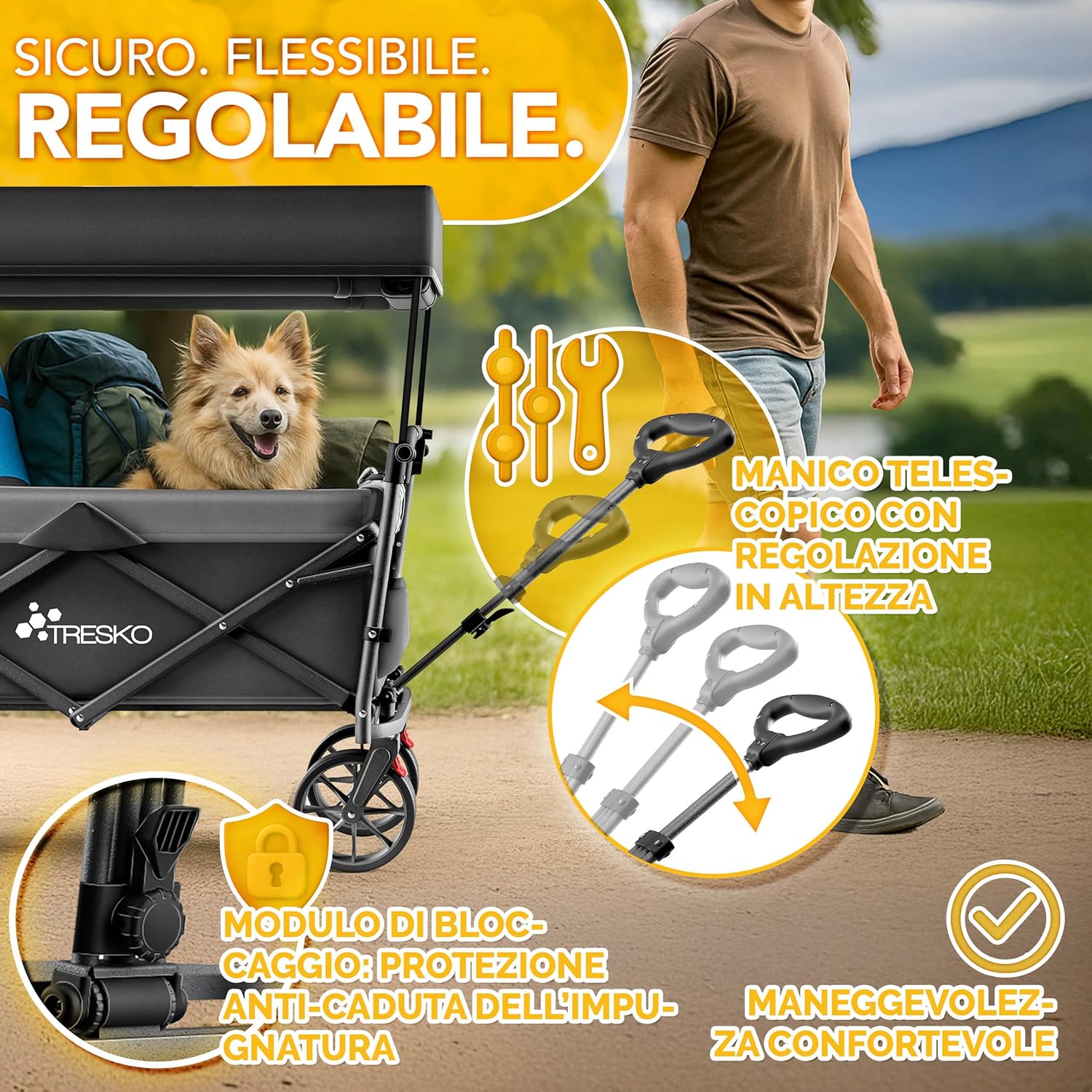 Thumbnail 1 de TRESKO Carrello pieghevole con tetto e vano frigorifero, 150 kg 🛒