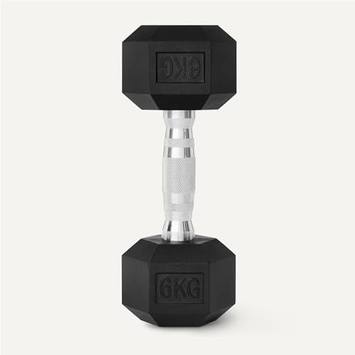 Detalle 2 de Amazon Basics manubri esagonali 6 kg con rivestimento in gomma, set di 2 neri