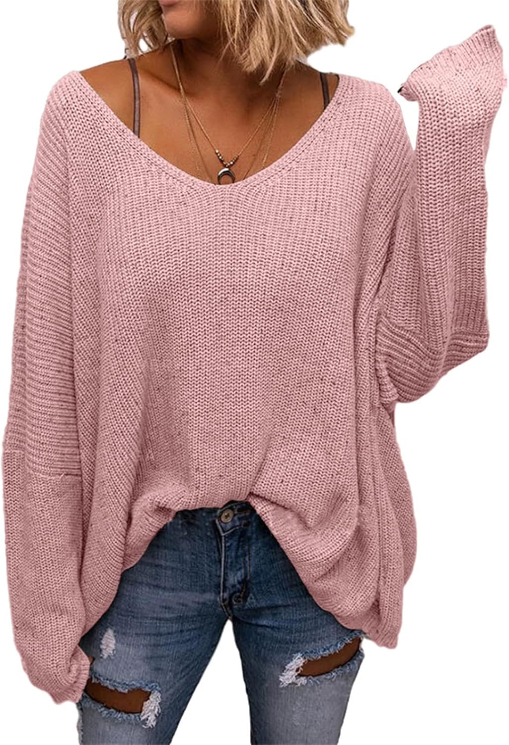 Thumbnail 4 de BZB Women's V Neck Oversized Pullover
