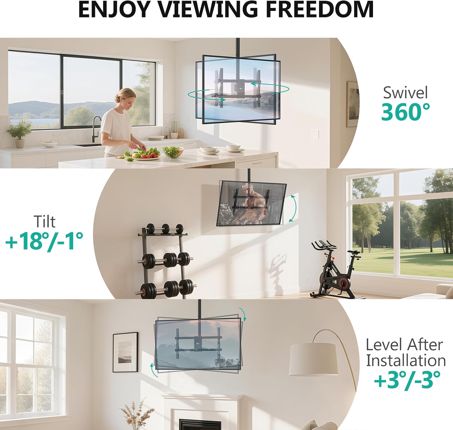 Detalle 2 de WALI Ceiling TV Mount for 37–80-Inch TVs