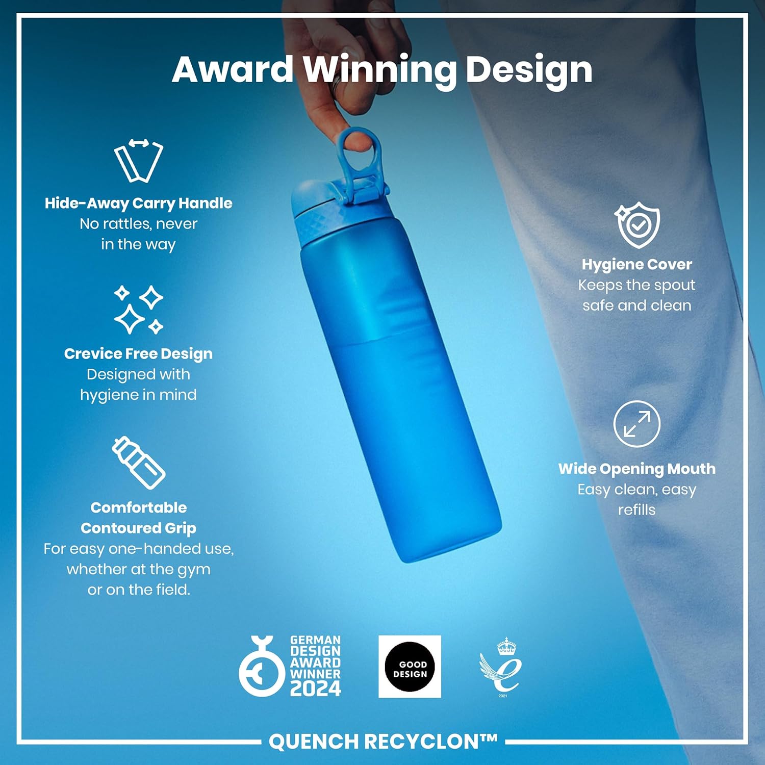 Thumbnail 5 de Ion8 1 Litre Water Bottle with Times to Drink – Leak-Proof, BPA Free, 1 Litre, White