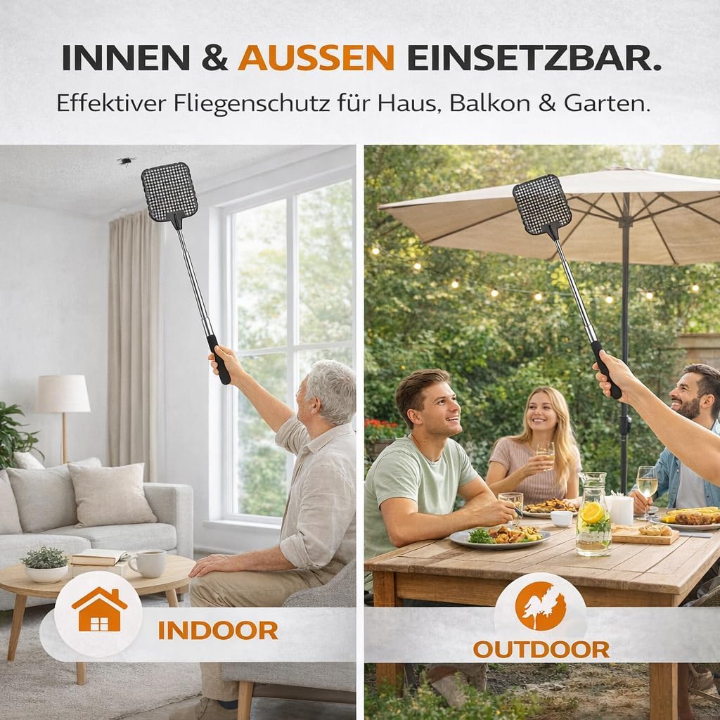 Thumbnail 6 de 2er-Set XXL Insektenklatsche (75 cm) – ausziehbare Teleskop-Fliegenklatsche gegen Fliegen, Mücken & Wespen