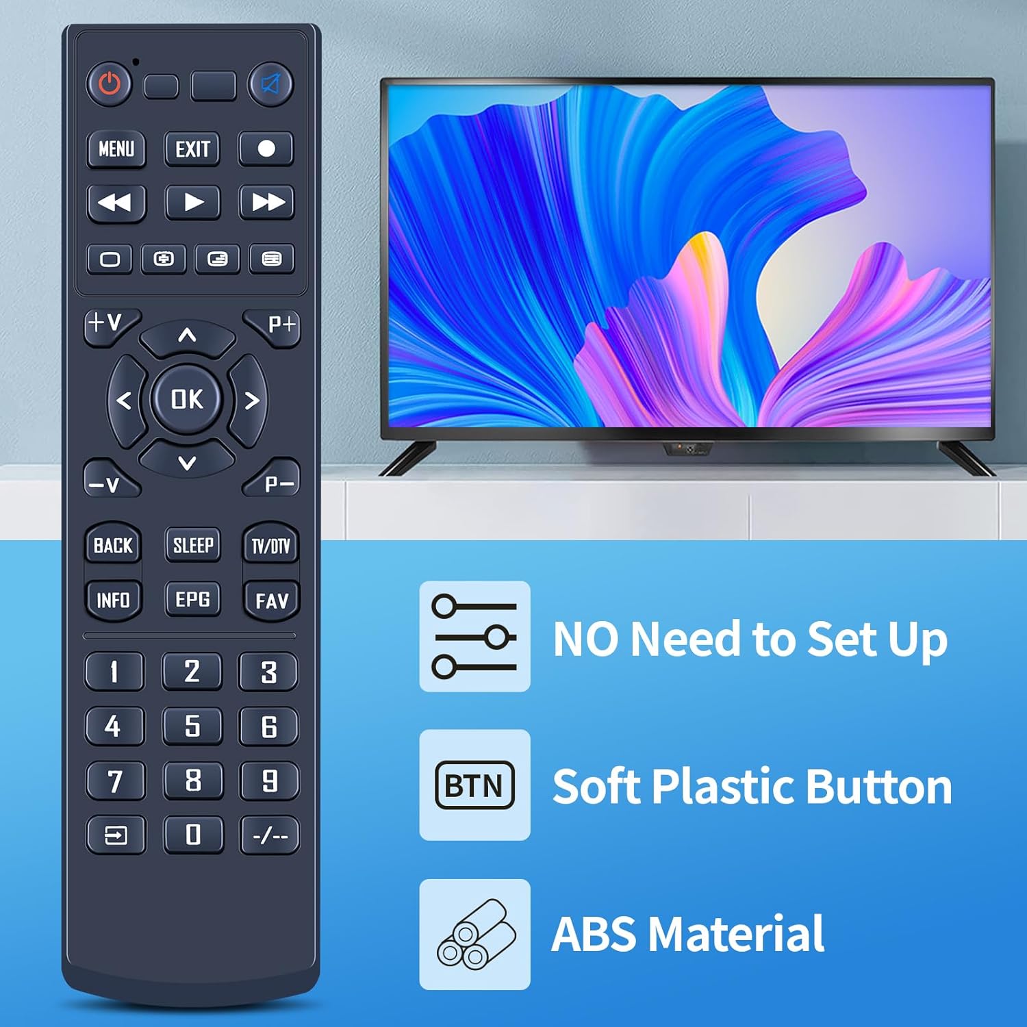 Thumbnail 3 de TCNOUMT replacement remote for Xsarius Premium Box PURE-4K-OTT (plug & play, uses 2×AAA)