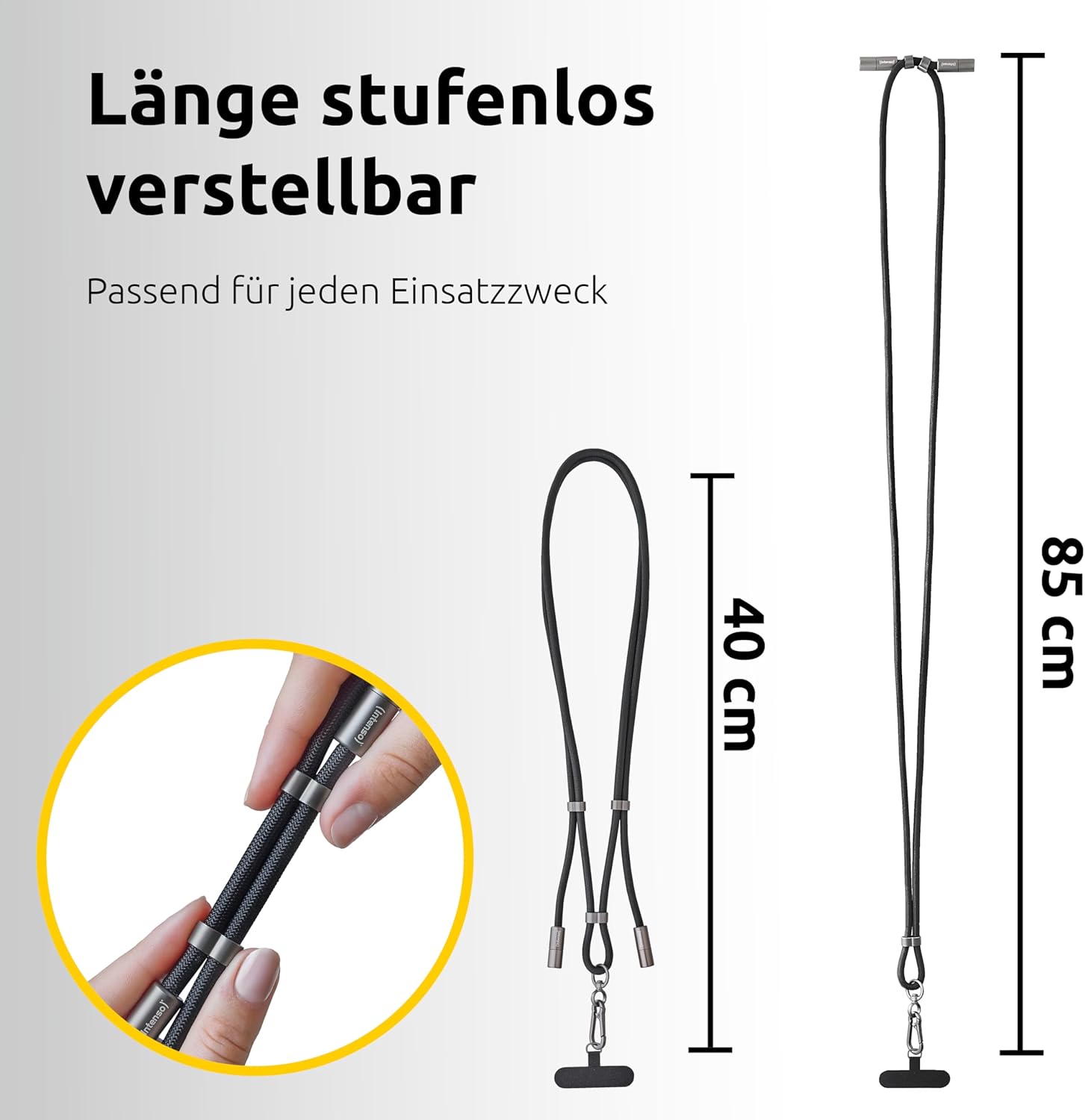 Thumbnail 4 de Intenso USB-C Lade- und Datenkabel Handykette (60 W, 480 Mbps, PD3.0/QC4.0) – 1,65 m, schwarz