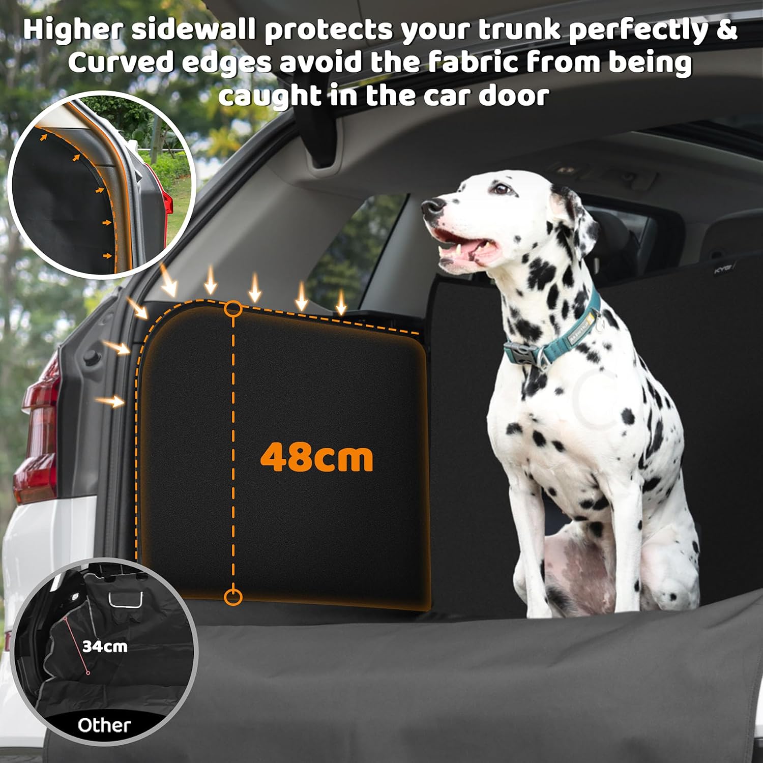 Detalle de KYG Tapis de Coffre Voiture Chien — protection universelle 185 x 115 x 48 cm, imperméable et antidérapant