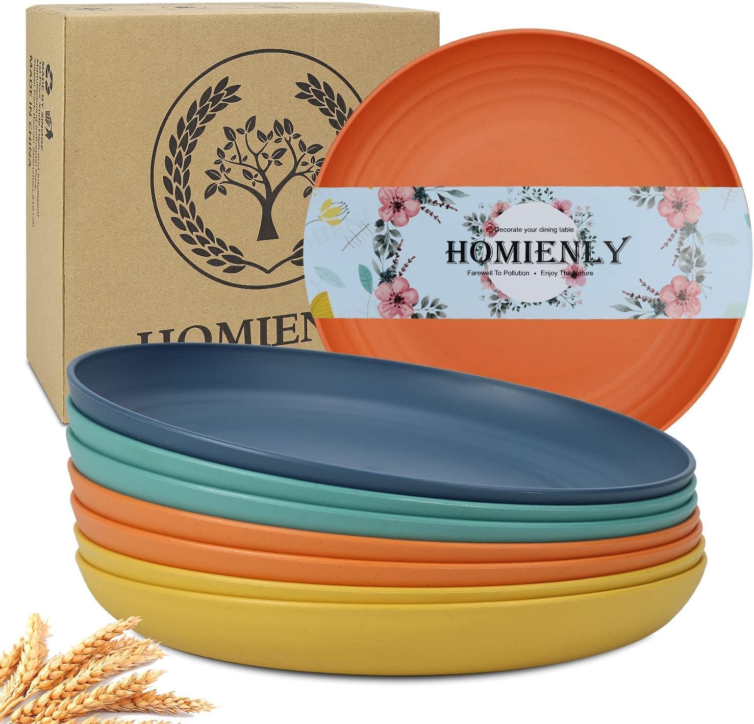 Homienly Deep Wheat Straw Plates 9 inch 🍽