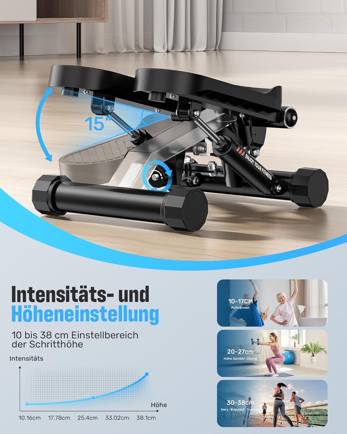 Detalle 2 de Sportsroyals Stepper für Zuhause mit Widerstandsbändern 🏋